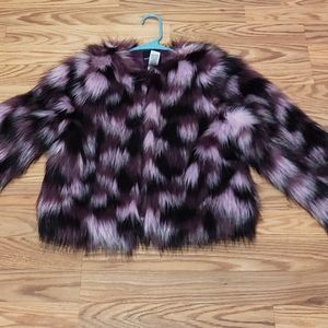 Purple faux fur coat